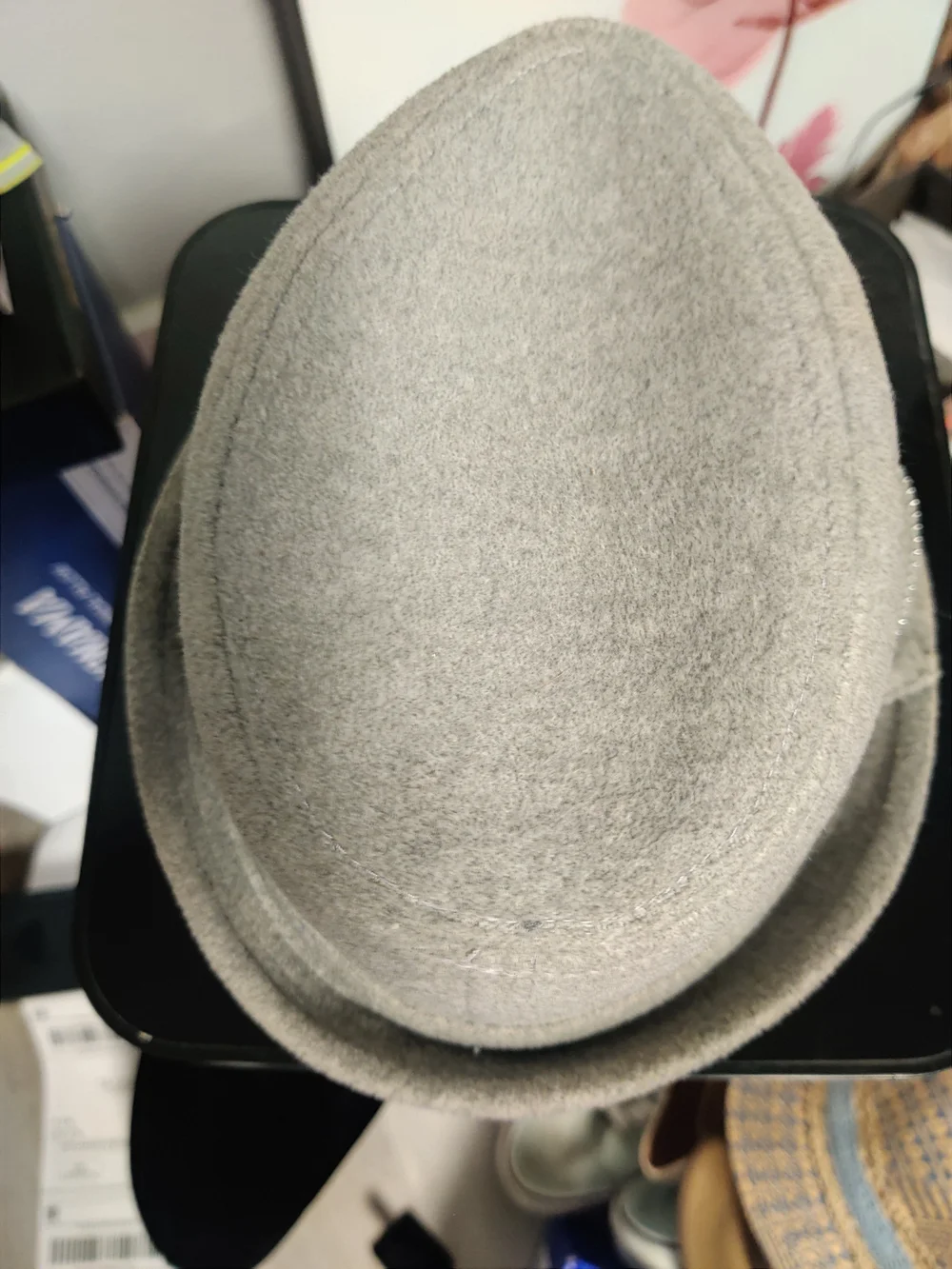 Scala Gray Wool Felt Fedora with Silver Sequin Bow